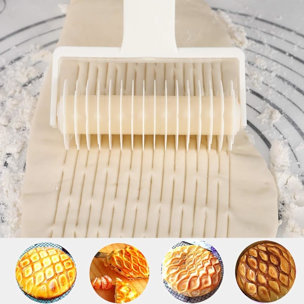 2 stk. Gitterrulleskæredejskærerrulle DIY-bageværktøj til duge Cookie Pie Pizza Brøddej