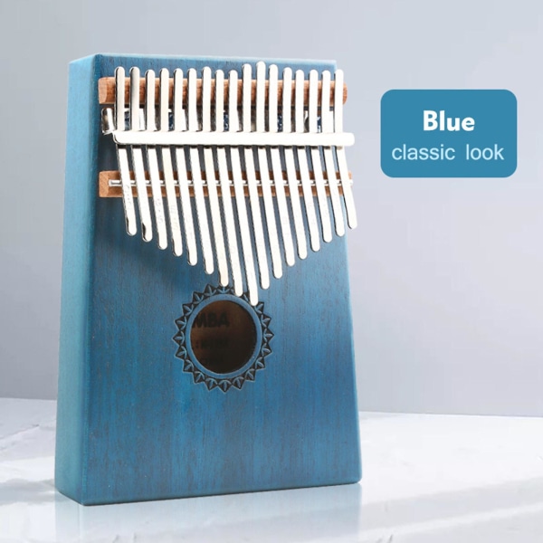 Mini 17 Keys Tommel Piano Musikkinstrumenter Kalimba Med Melody HammerBlue Blue