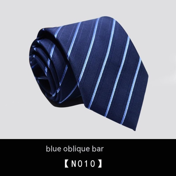 Business attire, 8CM tie, men's work hand tie, professional blue diagonal stripe, N010, one piece