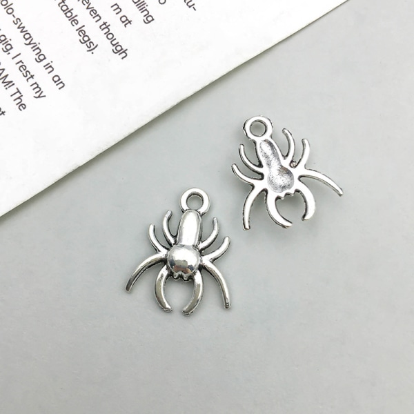 30 st Halloween-spindelberlocker i antik silverlegering för DIY-armband, halsband, smyckestillverkning