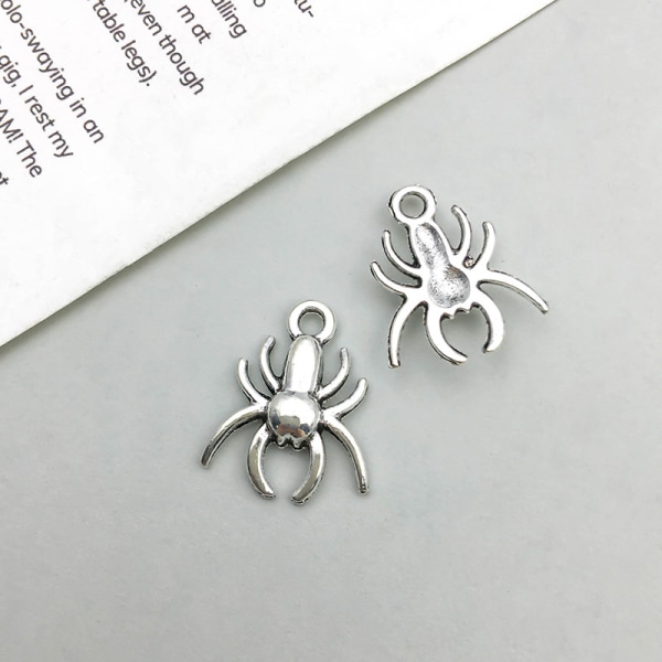 30 stk antikk sølvlegering Halloween edderkopp sjarm anheng for DIY armbånd halskjede smykker håndverk