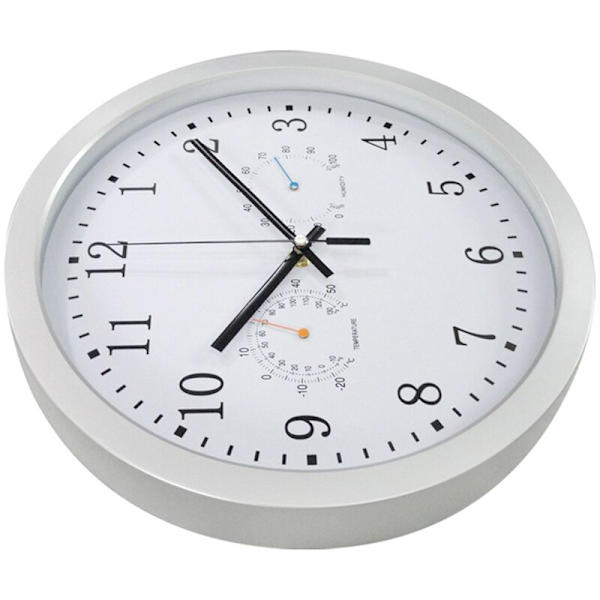 12 inch Automatic Time Setting Scanning Radio Controlled Clock Temperature Hygrometer Wall Clock Silent Design