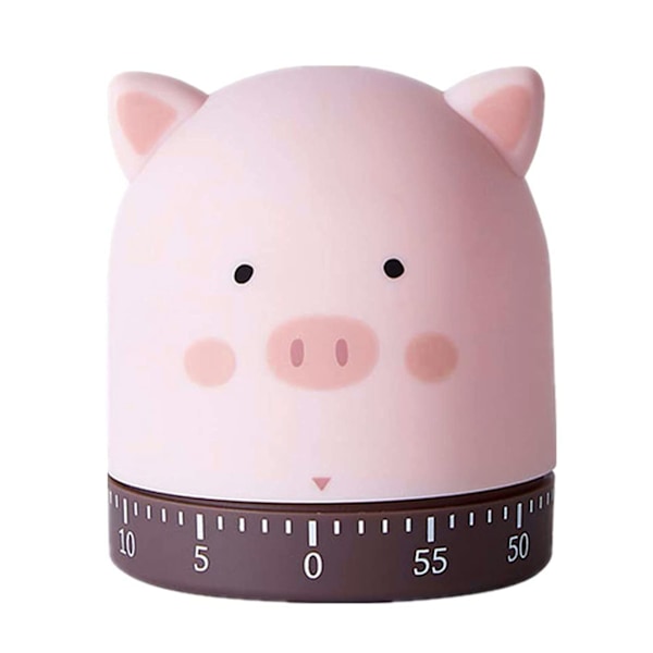 Cute Animal Shapes Kitchen Timer, 60-Minute Mechanical, No Battery Needed Self-discipline Alarm Clock（Piggy）