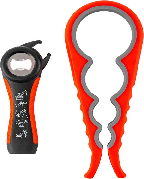 Red Bottle Opener, 5 in 1 Multifunction Jar Opener, Kitchen Tool Bo