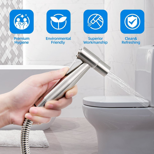 Håndholdt sprøyte for toalett-justerbar vanntrykkkontroll med slange for feminin vask
