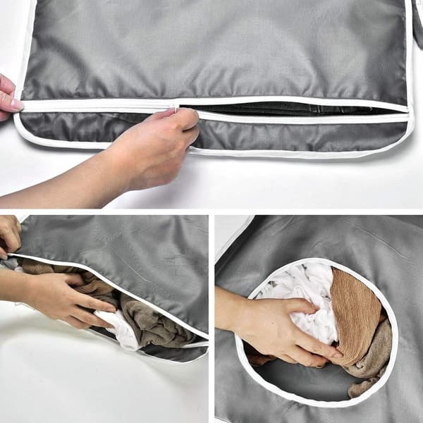 Durable Hanging Laundry Hamper with Stainless Steel Hook - Space-Saving Wall Door Basket with Zipper - Bathroom Storage