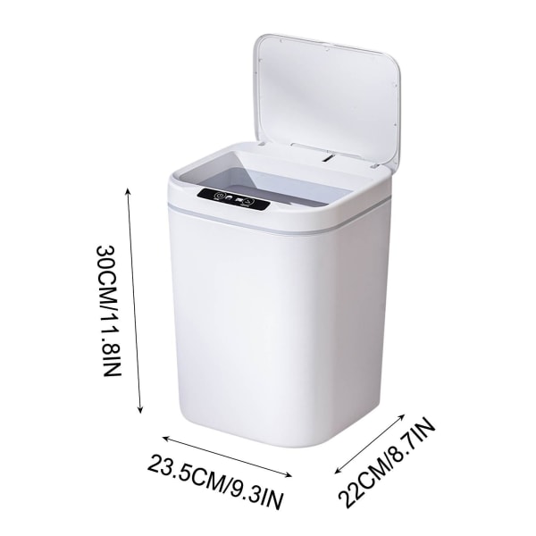 15l Smart Soptunna Automatisk Sensor Soptunna Elektrisk Avfallstunna Vattentät Soptunna För Kök B White