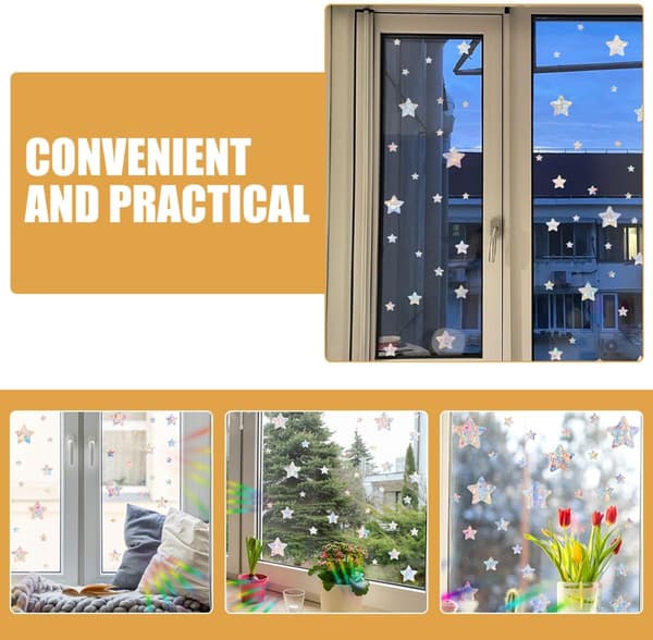 DIY Window Sticker Anti-Collision Window Decals Star-Shaped Mixed Colors PVC Self-Adhesive