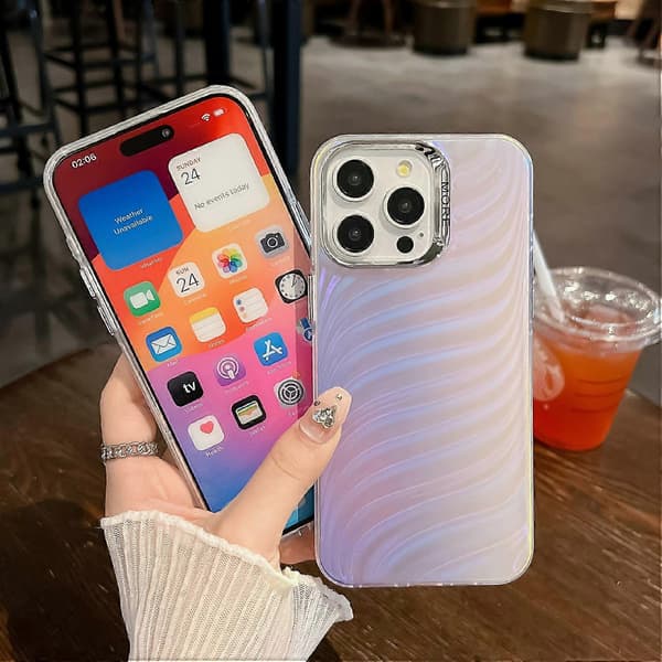 Skal för iPhone 16 Pro Max Silikon+PC IMD Lasertextur Matt Telefonskydd - AK2