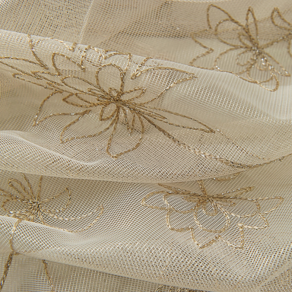 Justerbare Broderte Lystette Gardiner Vindupanel for Stue Soverom Kjøkken Bad Tieback Gardiner-60*120cm