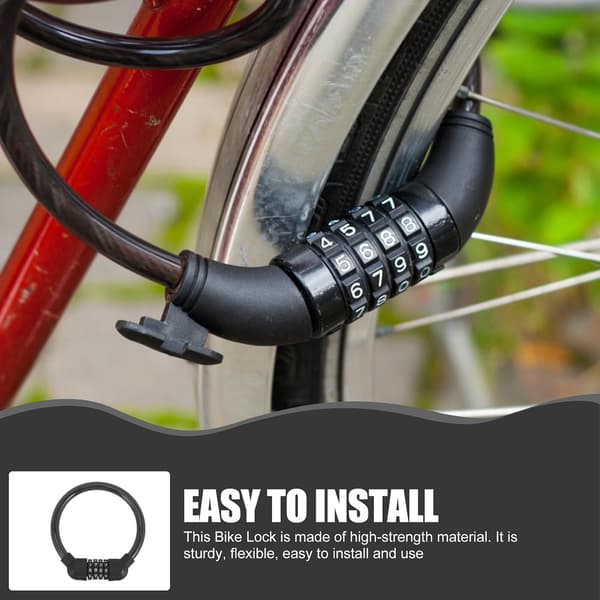 2pcs Bicycle Lock Cable Combination 4-Digit Password Multifunctional Portable Bicycle Locks