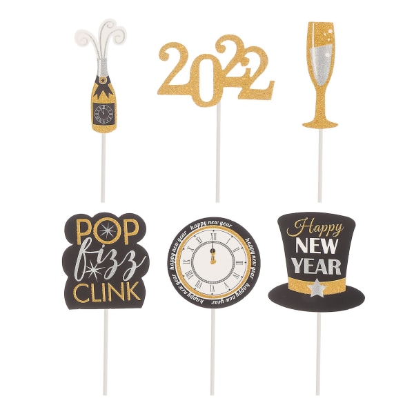 24 Pcs Grad Cap Decorations New Year Cake Picks Happy New Year Cake Toppers Photo Ornament New Year