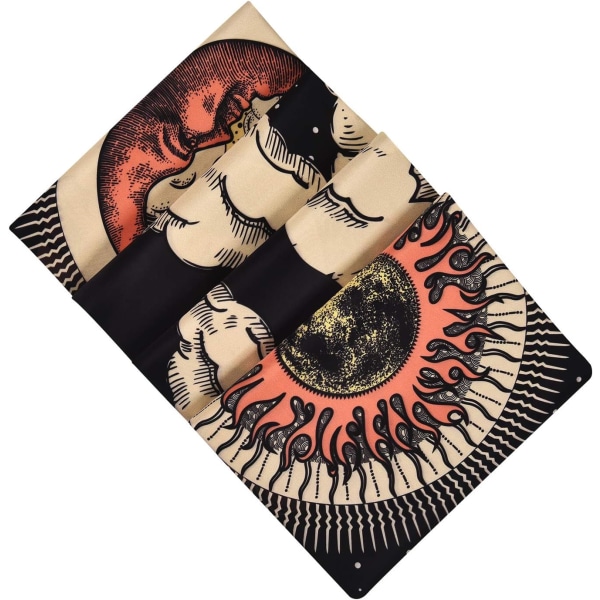 Troldmandsskalletæppe Tarot Sol Iris Tæppe Sol og Måne Tæpper Sort Chakra Tæppe Stjerner og Sky Tæppe til Værelse 70*