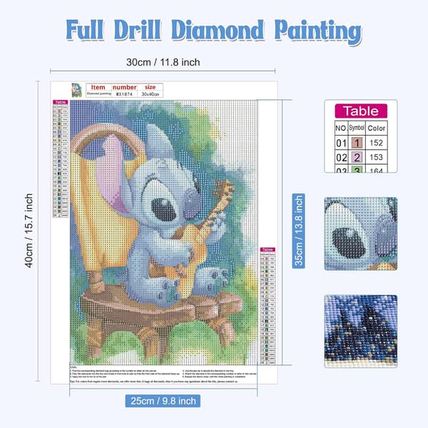 DIY Diamantmaleri Kit-Stitch Spiller Gitar