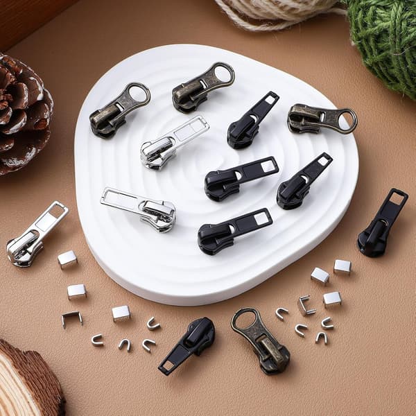 57 Pcs Resin Zipper Head Replacement Kit with Pullers, Universal Zipper Slider Repair Kit