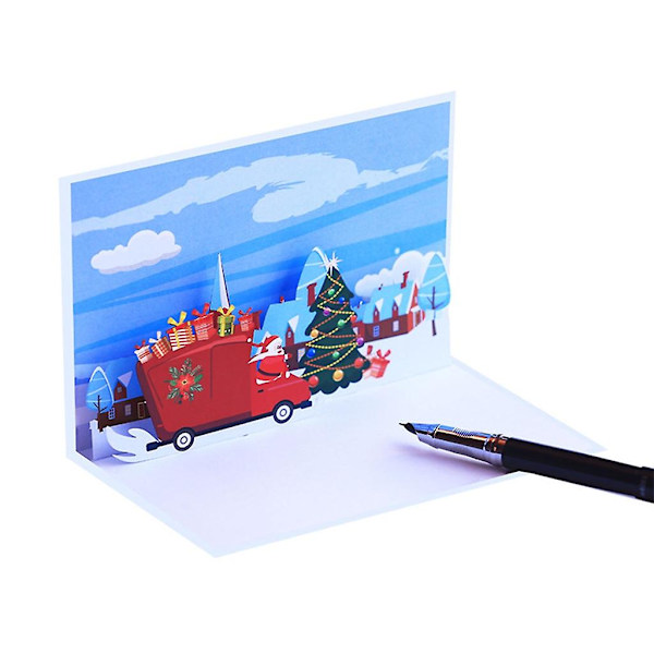 Julehilsen Kort 3D Pop Up Kort med Konvolutt Postkort Festinvitasjon