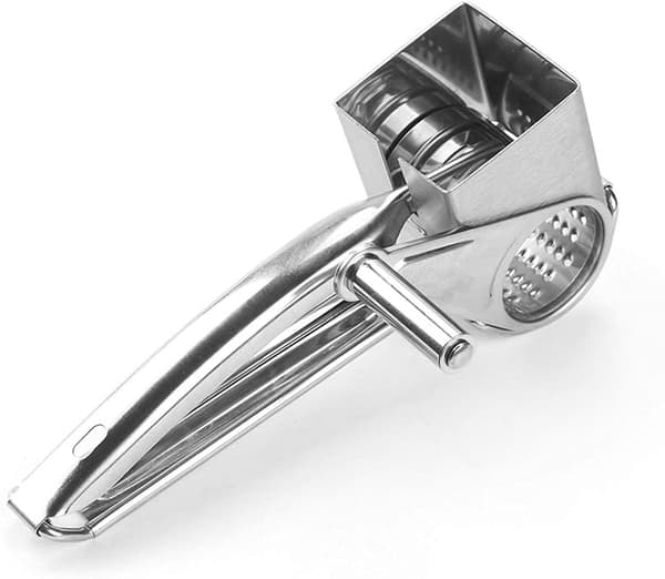 Manual cheese grater with sharp blades and ergonomic handle for perfect grating results - Easy to use and clean silver