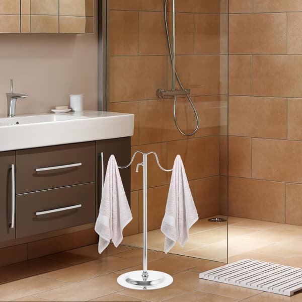 Bag Display Stand Towel Holder Stainless Steel Round Base with Multiple Hooks