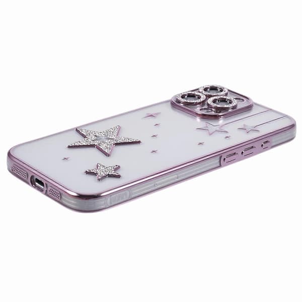 Case for iPhone 16 Pro Max 3D Bling Stars Electroplating TPU Transparent Mobile Phone Case