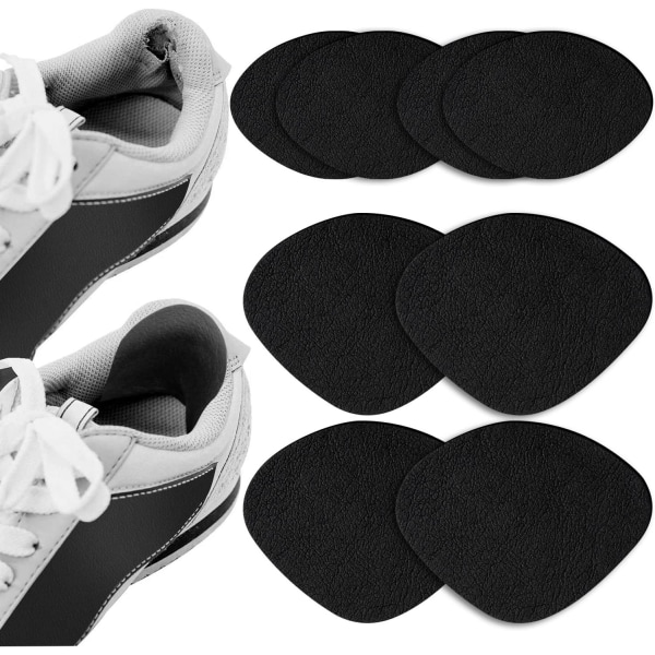 Skohälreparation, 4 par självhäftande lappar inuti skor för hål, reparationssats för skohål för sneakers, läderskor, höga klackar (svart)