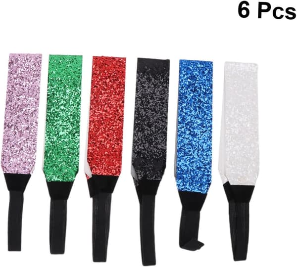 6 stk. Pailletpandebånd Glitterpandebånd til kvinder piger Elastiske glitrende hårbånd