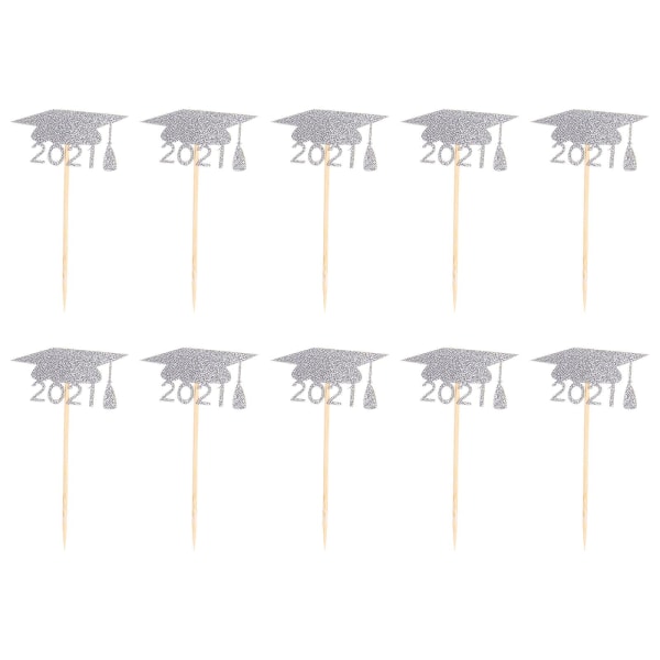 24 st Graduation Party Cupcake Cake Dessert Toppers Kreativa Papperskaktoppar Silver 11X6.5CM Silver 11X6.5CM