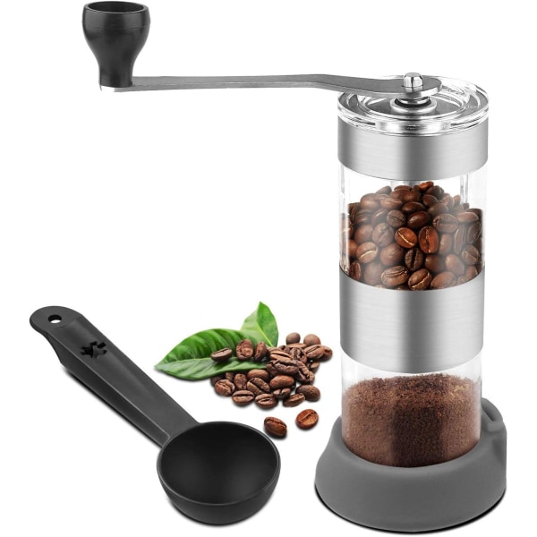 Manuell espresso kaffebønnekvern - bærbar krydderkvern rustfritt stål og synlig manuell kaffekvern Enkel å bruke
