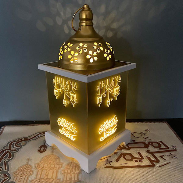 Puinen Lyhty Mubarak-Elementtejä LED-Valo Sisätilojen Kotijuhlan Koristelu Juhlavalaistus Elegantti Koristelu Puun Väri 2
