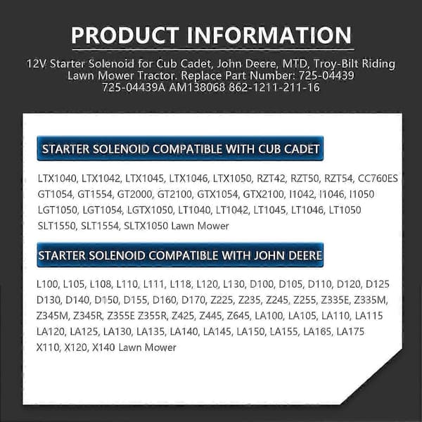 Startrelæ til John Deere AM138068 Cub Cadet 725-04439 MTD Havetraktor_SJJYV