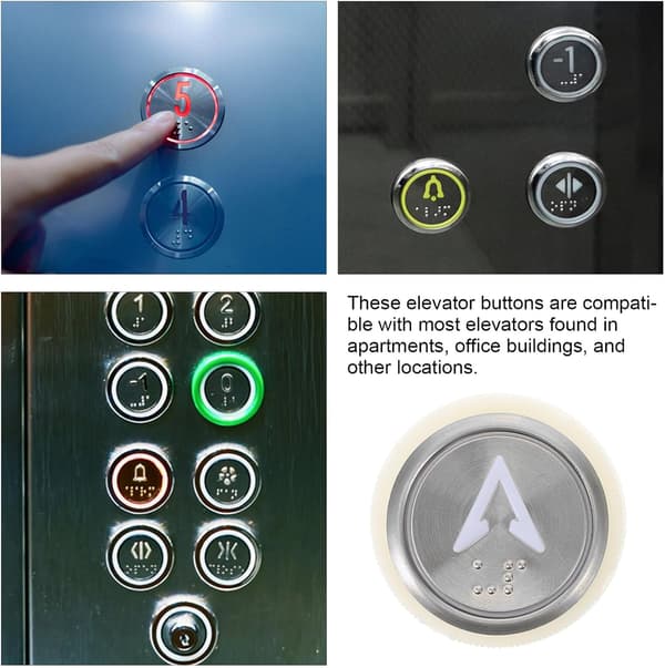 Stainless Steel Elevator Buttons, Round Up and Down Arrows, Suitable