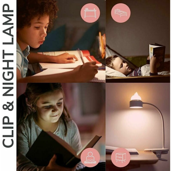 Vit Flexibel med Original Nattlampa/Med USB Laddningsbart Batteri/LED Läslampa & Läslampa för Skrivbord, Säng, Sängbord - L