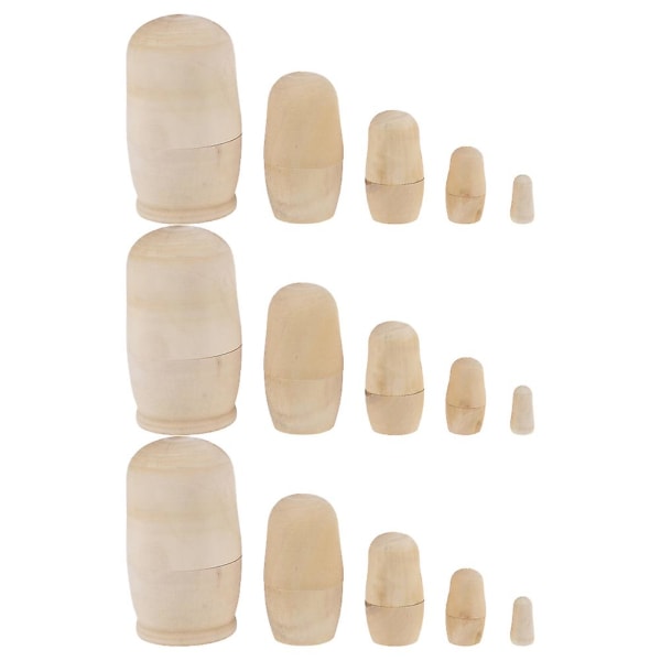 3 Sett Barnas Julekrybbe Sett Barn Umalte Nesting Dukker Nesting Doll Gaver DIY Russiske Nesting Do