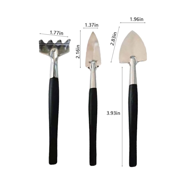Små hageredskaper, 3 stk Mini hageredskaper sett, Søte hageredskaper, plante potteblomst hage til Black