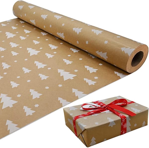 (1m x 44cm, julgran) 1m rulle Kraft vitt trädpapper