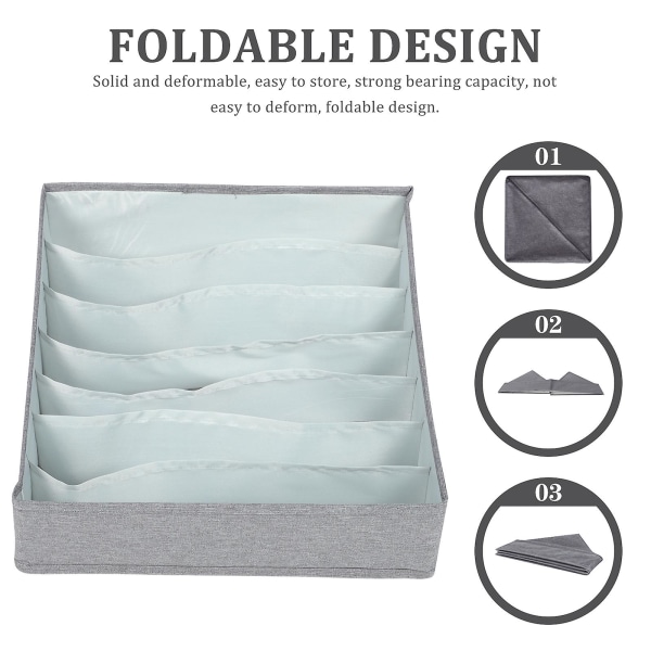 Foldbar Oppbevaringsboks BH-organisator Skuffe Undertøy Oppbevaringsorganisator Undertøy Skuffedeler BH U Grey 32x32cm