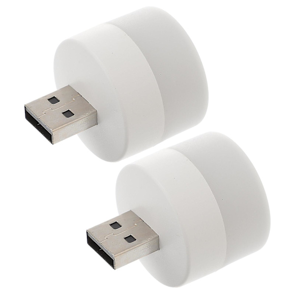 2 stk Bil Lys 2-ports USB Hub Adapter USB-drevet Belysning Lys Nattelampe Hvit 2,9X2,9X3,5CM
