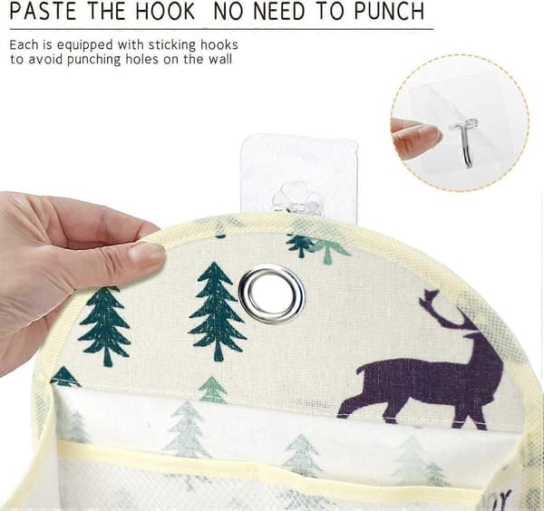2 Pcs Wall Mounted Storage Bag, Waterproof Hanging Door Storage with 3 Pockets