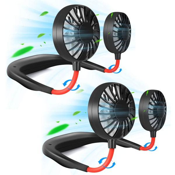 Bærbar halsblæser Genopladelig personlig håndfri blæser Mini USB-bærbar nakkebøjle sportsventilator, 3 hastighedsjusterbar, 360 grader fri rotation Perfekt til