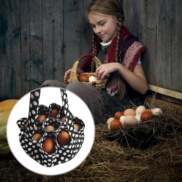 Eggkurv med 9 rom Eggsamlepose for høner, andeggsamling Liten eggholder og organisator for transportoppbevaring