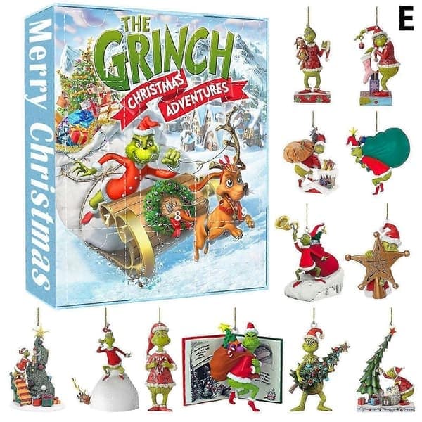 Creative Christmas Countdown Grinch Blind Box Green Monster Christmas Tree Ornaments Christmas Blind Box Model