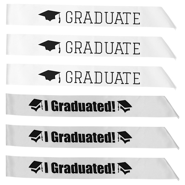 3 stk. Graduation Etikettebælte Kreative Skulderstropper 2021 Graduation Supplies Hvid 77X9.5CM White 77X9.5CM