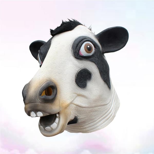 Ko Maske Halloween Sæson Latex Dyreansigt til Dansefest