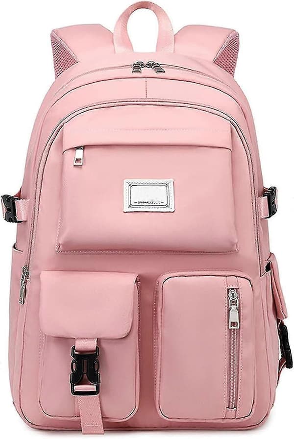 Large Capacity Backpack, Waterproof School Backpack with Multiple Pockets - Pink