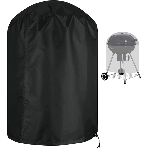 Kuleformet Grilldeksel Vanntett Rivfast 210D Oxford Stoff Anti-UV med Sidebånd Vindtett Svart Φ58 x 77 cm