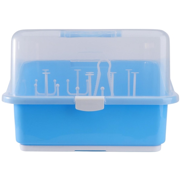 Milk Bottle Drying Box Household Baby Bottle Holder Plastic Storage ContainerBlue35x28x23.5cm