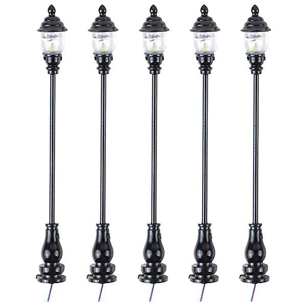 5 stk Simulerte Miniatyr Hagelamper Modell Lys Modell Sandbord Lampe Dekor Svart 7.3X0.8CM Black 7.3X0.8CM