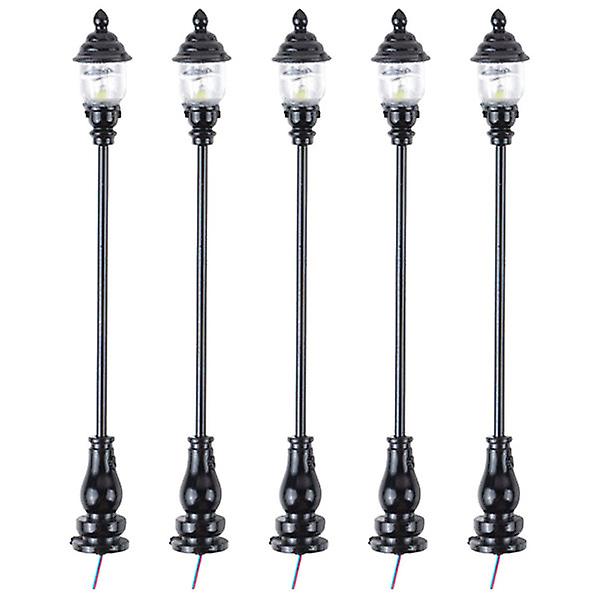 5pcs Simulated Miniature Yard Lights Model Light Model Sand Table Lamp DecorsBlack7.3X0.8CM