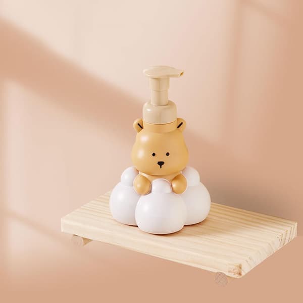 Refillable Foaming Hand Soap and Shampoo Dispenser with Cartoon Bear Design, 250ml