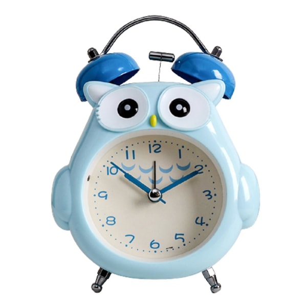 Børnevækkeur Owl Loud Bell Analogt vækkeur Lydløst, ikke-tikkende skrivebordsur med natlysgrå Gray
