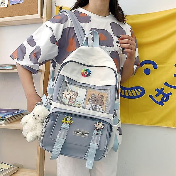 Stor Acity skolesekk for studenter, koreansk stil, kvinne (rosa)